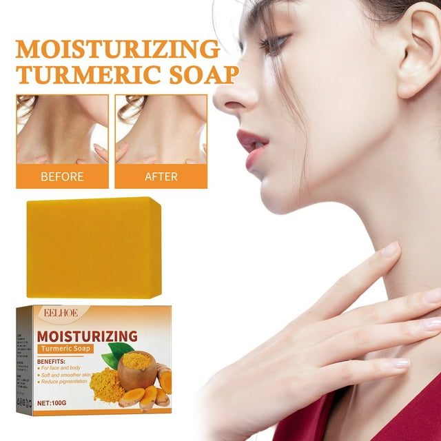 Turmeric Soap Bar, Lemon Turmeric Soap Kojic Acid Soap for Dark Spots