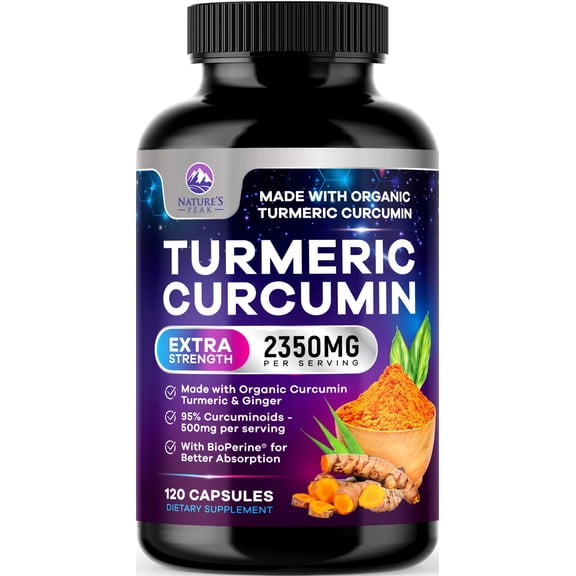 Turmeric Curcumin Supplement - 1750mg Organic Turmeric Per Serving - 95% Curcuminoids, Ginger & BioPerine Black Pepper for Best Absorption - Natural Vegan Joint Support, Bottled in USA - 360 Capsules