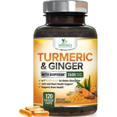 Turmeric Supplement Curcumin 2600mg - with Organic Ginger & Turmeric, BioPerine Black Pepper Extract 95% Curcuminoids - Advanced Absorption Antioxidant & Joint Support - Vegan - 120 Capsules