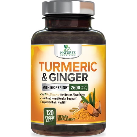 Turmeric Curcumin Supplement - 2000mg Organic Turmeric Per Serving - 95% Curcuminoids, Ginger & BioPerine Black Pepper for Best Absorption - Natural Vegan Joint Support, Bottled in USA - 120 Capsules