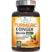 Turmeric Curcumin Supplement - 2000mg Organic Turmeric Per Serving - 95% Curcuminoids, Ginger & BioPerine Black Pepper for Best Absorption - Natural Vegan Joint Support, Bottled in USA - 120 Capsules