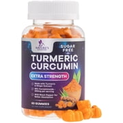 Turmeric Curcumin Gummies Sugar Free Supplement - 95% Curcuminoids with Turmeric & Ginger, Black Pepper for Best Absorption, Natures Vegan Joint Support, Non-GMO, Tasty Peach Flavor - 60 Gummies