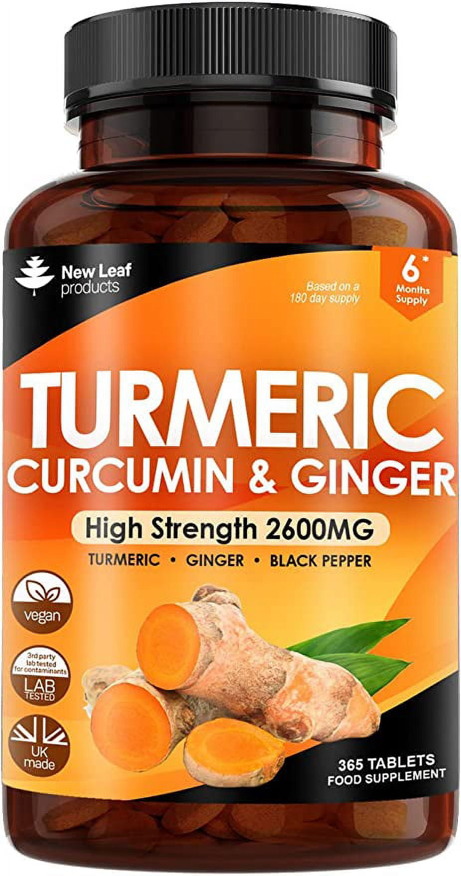Turmeric Tablets 2000mg High Strength with Black Pepper & Ginger (6