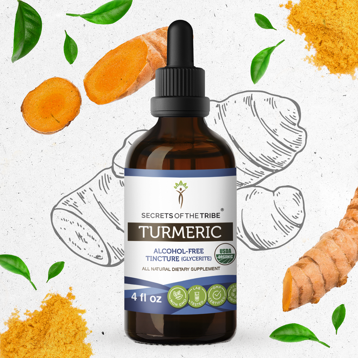 Turmeric Tincture AlcoholFREE Extract, Organic Turmeric Curcuma Longa