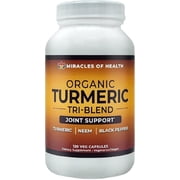 Turmeric Tri-Blend   Daily Health Boost, Immune Defense and Joint Support | All-Natural Herbal Supplement| 120 Veg Capsules with Organic Neem, Black Pepper and Turmeric