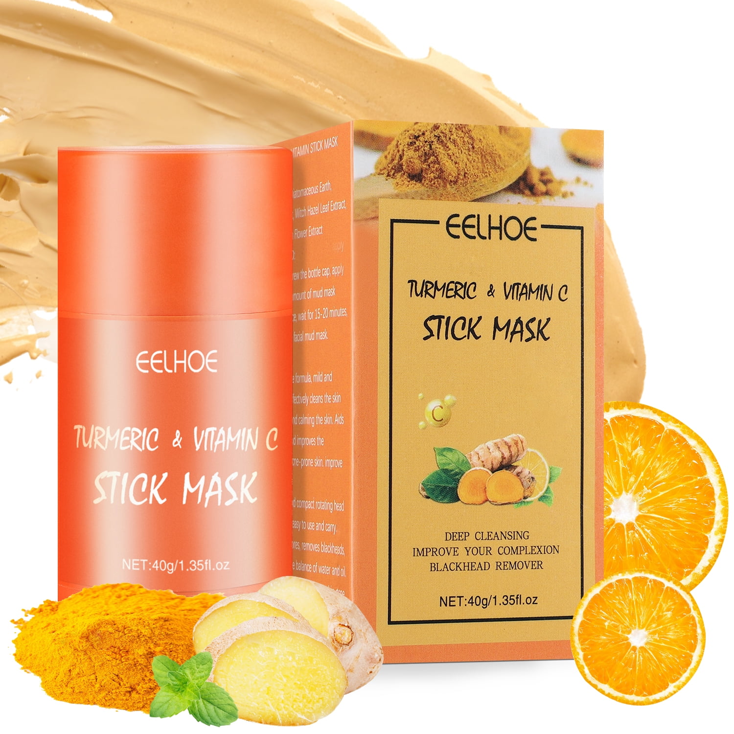 Turmeric Vitamin C Clay Face Mask Stick For Dark Spots Oil Control and