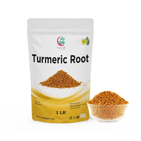 Turmeric root 1 lb | Cut and Sifted Dried Turmeric Pieces | Flavourful Indian Spice | Make Healthy Teas, Smoothies and Lattes | Curcuma longa | 100% Pure and Natural | by Yogis Gift
