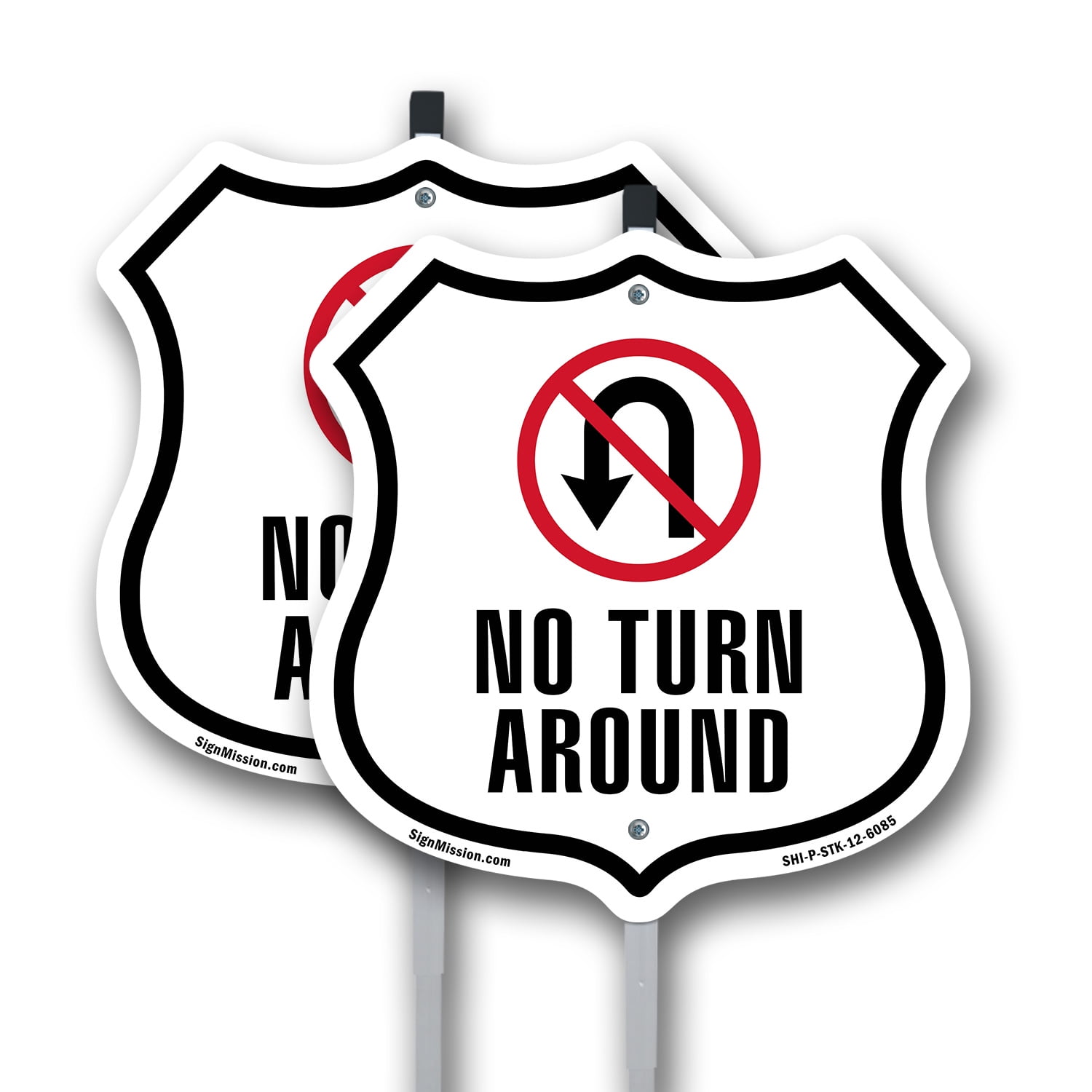 No Turn Around (2 Pack) 12 inch X 12 inch Shield Shaped Commercial ...