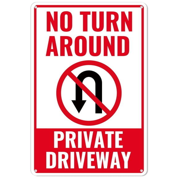 No Turn Around Driveway Sign, 12x8 Inches Private Drive No Turn Around Sign, Metal Aluminum Rust Free, Fade Resistant/Waterproof, Indoor or Outdoor Use