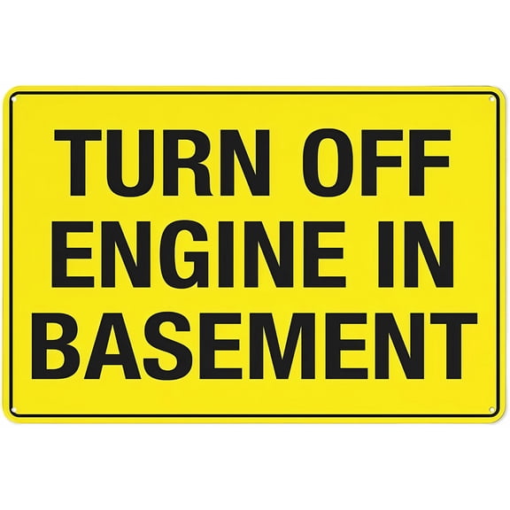Turn Off Engine In Basement Sign - 8"x12" Grade Reflective Rust Free Aluminum Sign, Weather Resistant Waterproof Easy To Mount, Basement, Engine Safety