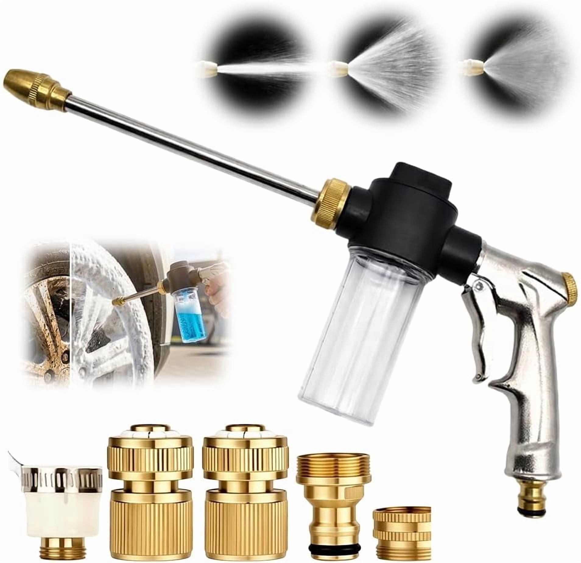 Turn Any Hose into a High Pressure Water Cleaning Jet, 2026 New Heavy Duty Garden Hose Nozzle, Multi Function Lawn Garden Watering Sprayer for Car Patio Garden Yard Cleaning