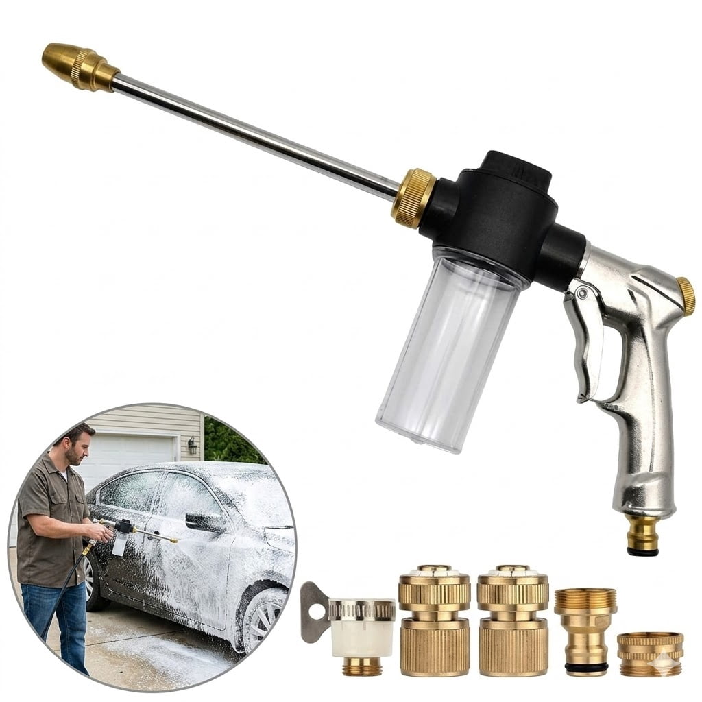 Turn Any Hose into a High Pressure Water Cleaning Jet, 2026 New Heavy Duty Garden Hose Nozzle, Multi Function Lawn Garden Watering Sprayer for Car Patio Garden Yard Cleaning