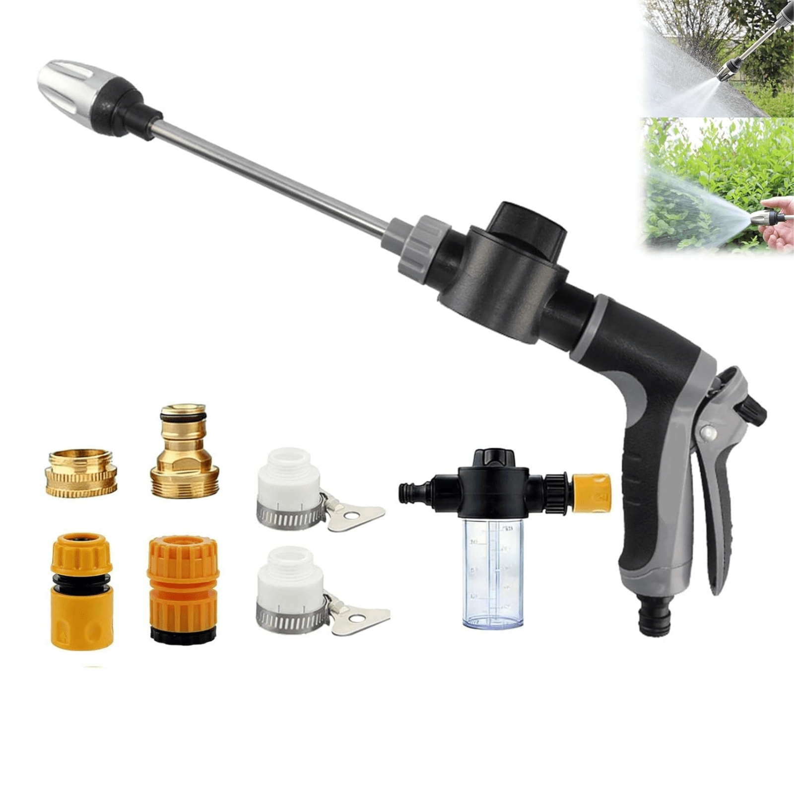 Turn Any Hose into a High Pressure Water Cleaning Jet, 2026 New Heavy Duty Garden Hose Nozzle, Multi Function Lawn & Garden Watering Sprayer, Spray Nozzles for Cleaning Yard Pets Car