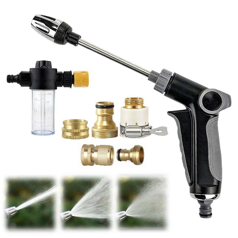 Turn Any Hose into a High Pressure Water Cleaning Jet, 2026 New Power Jet Water with High Pressure Hose Nozzle, Multi Function Lawn & Garden Watering Sprayer for Yard Car