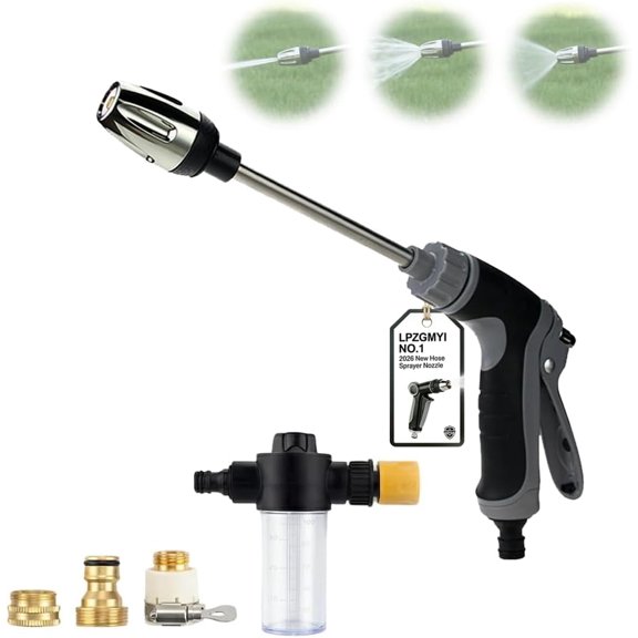 Turn Any Hose into a High Pressure Water Cleaning Jet,Hose Sprayer Nozzle,Extreme Water Pressure Tool for Garden,Washer Accessories 3 Spray Modes,Heavy Duty Garden Hoses Nozzle,Lawn (#B)