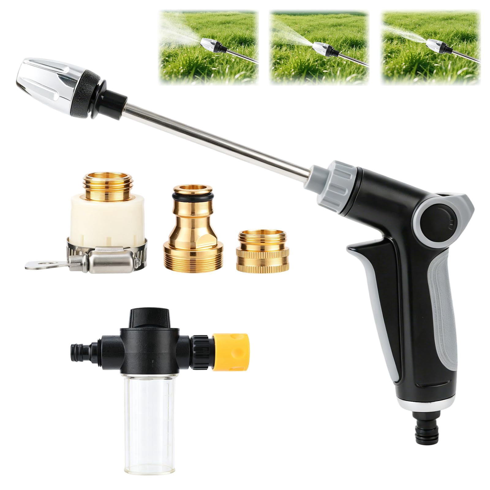 Turn Any Hose into a High Pressure Water Cleaning Jet, New Multi Function Lawn & Garden Watering Sprayer, Heavy Duty Garden Hose Nozzle, Spray Nozzles for Cleaning Yard Patio Car