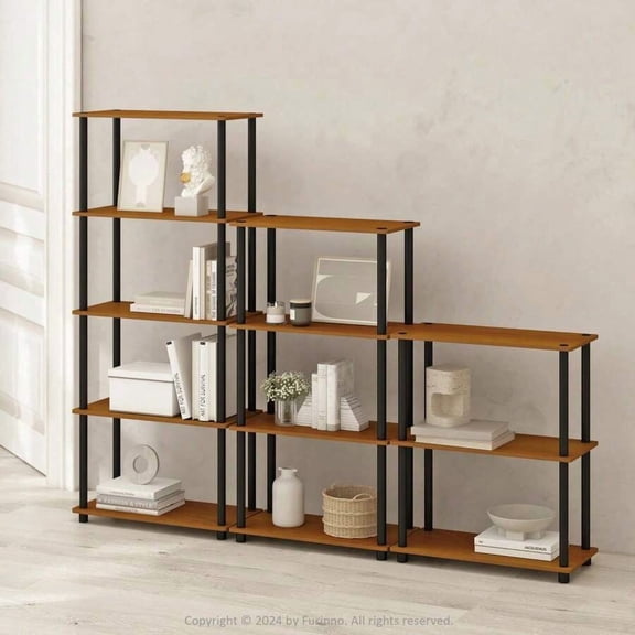 Turn-N-Tube 3-Tier Multipurpose Compact Display Rack, Shelving Unit, Bookcase, Light Cherry