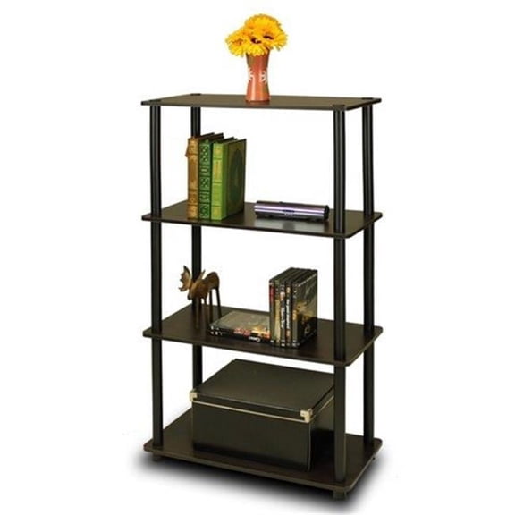 Turn-N-Tube 4-Tier Multipurpose Shelf Display Rack, Espresso & Black - 43.25 x 23.6 x 11.6 in.