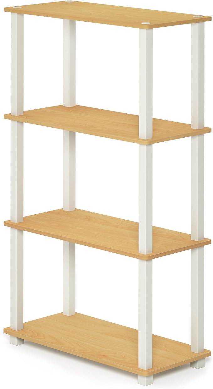 Turn-N-Tube 4-Tier Multipurpose Shelf Display Rack, Square Tube, Beech ...