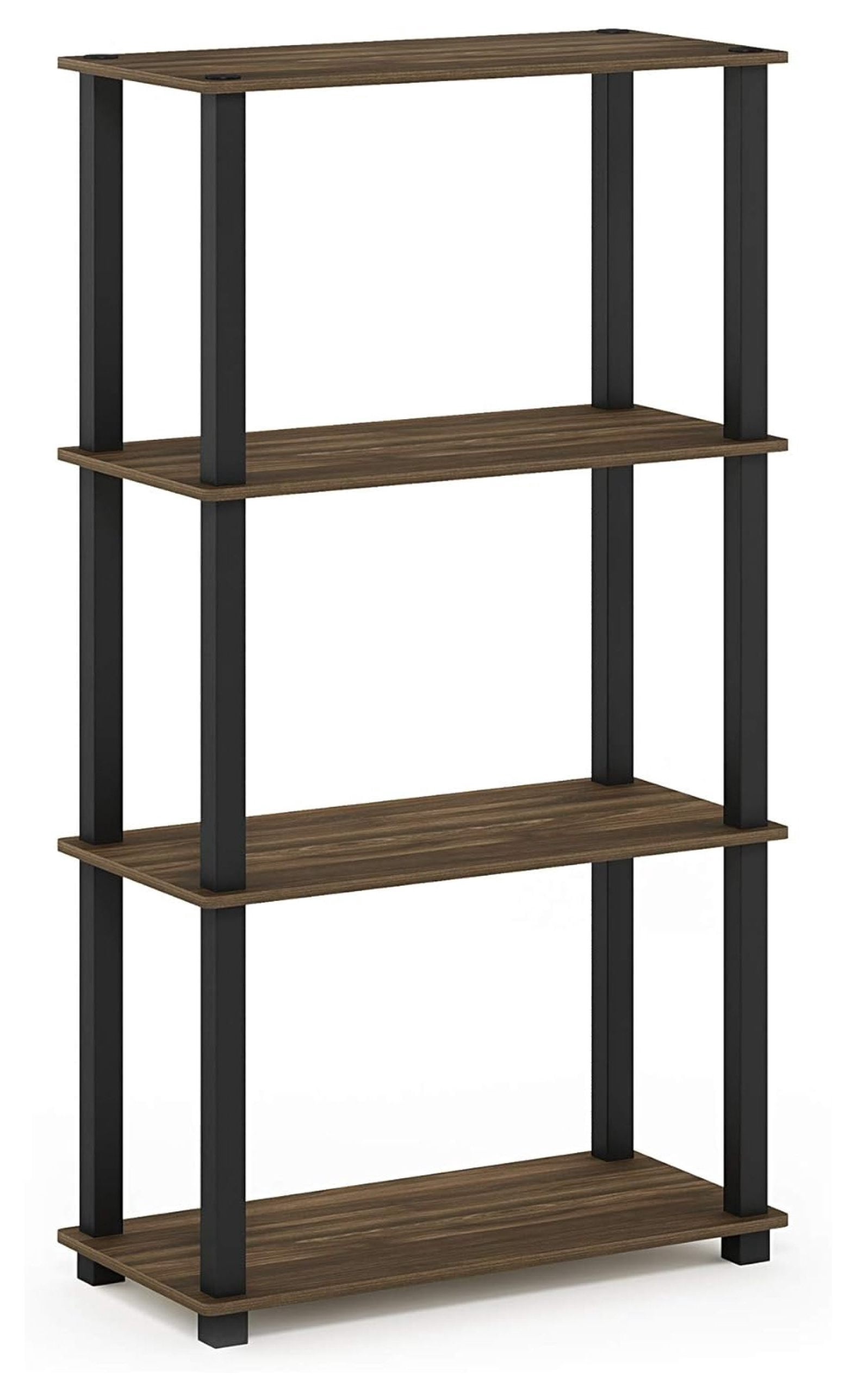 Turn-N-Tube 4-Tier Multipurpose Shelf Display Rack, Square Tube, Walnut ...