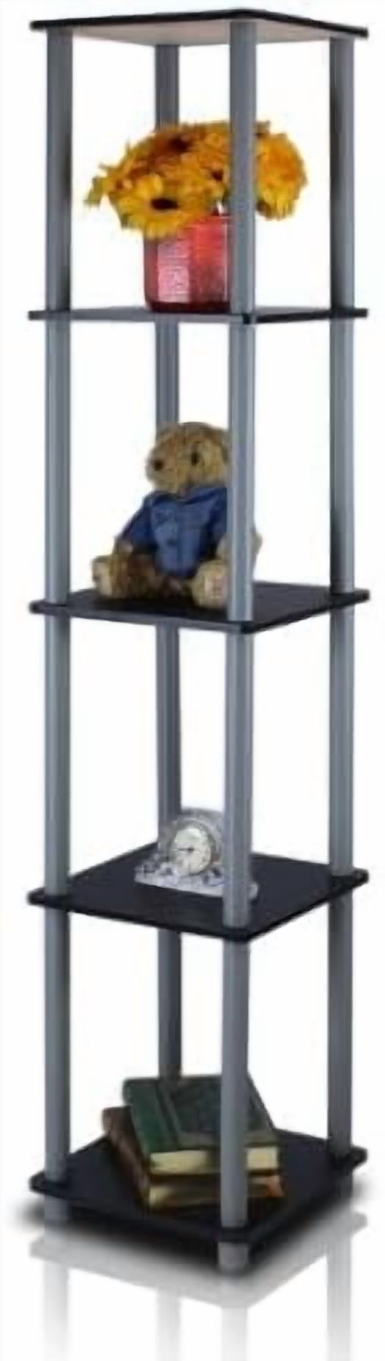 Turn-N-Tube 5-Tier Corner Square Rack Display Shelf, Round, Black/Grey ...
