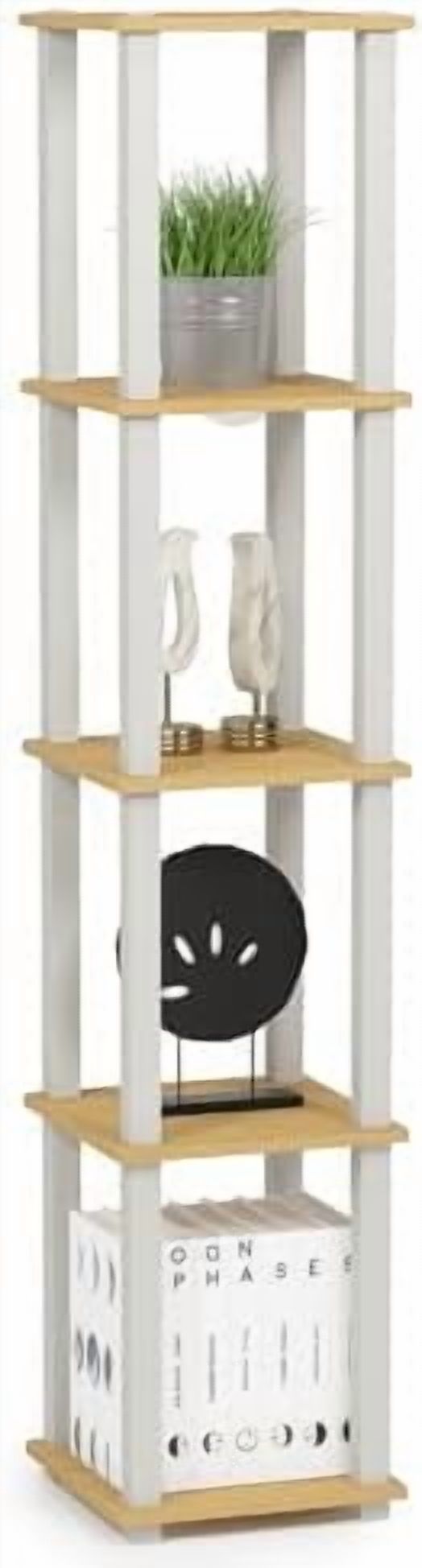 Turn-N-Tube 5-Tier Corner Square Rack Display Shelf, White/White ...