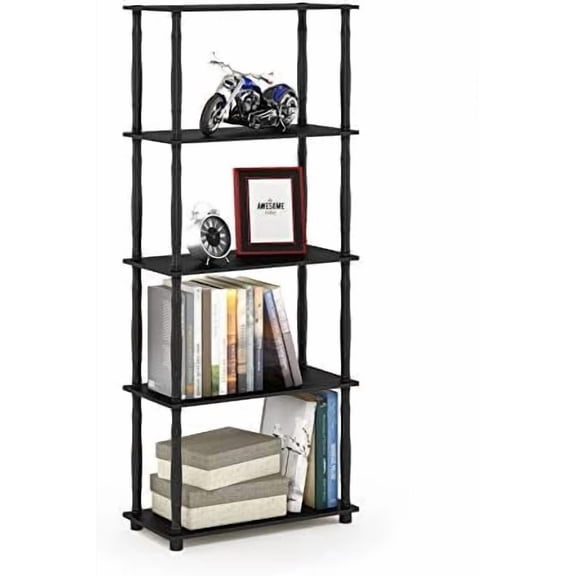 Turn-N-Tube 5-Tier Multipurpose Shelf / Display Rack / Storage Shelf / Bookshelf, Classic Tubes, Americano/Black