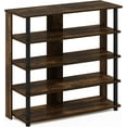 TurnNTube 5 Tier Wide Shoe Rack, Amber Pine/Black