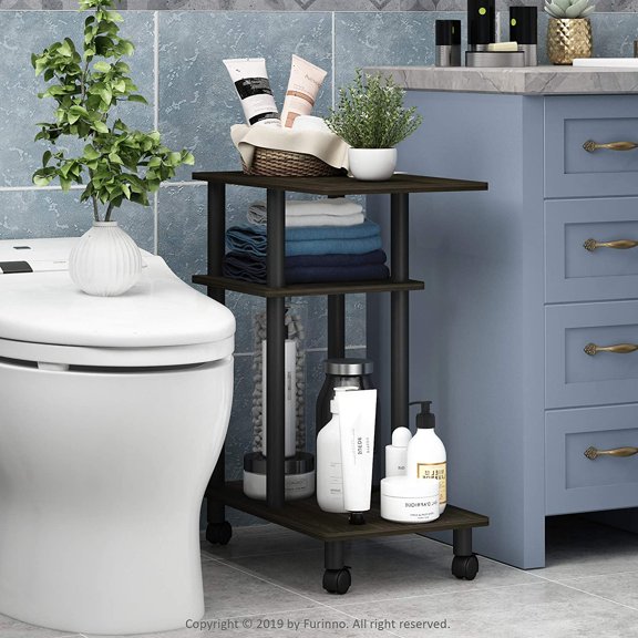 Turn-N-Tube C Shaped Side Table With Casters, Espresso/Black