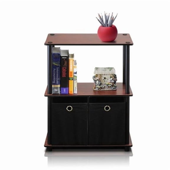 Turn-N-Tube Go Green 3-Tier Multipurpose Storage Rack Shelving Unit with Bins, Dark Cherry & Black - 29.75 x 23.6 x 11.6 in.