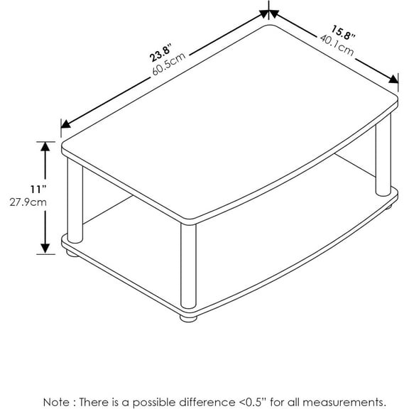 Turn-N-Tube No Tools 2-Tier Elevated TV Stand, Americano, Stainless Steel Tubes
