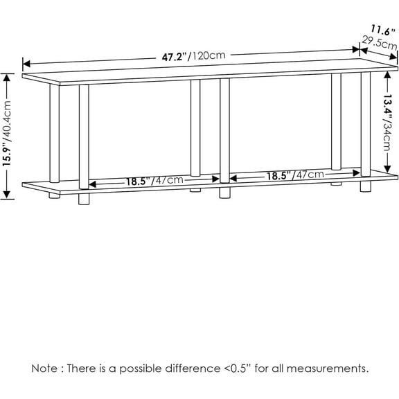 Turn-N-Tube No Tools Modern Rectangle Side Table, Bauhaus Oak/Beige