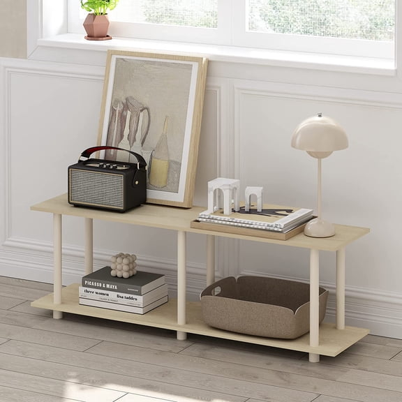 Turn-N-Tube No Tools Modern Rectangle Side Table, Bauhaus Oak/Beige