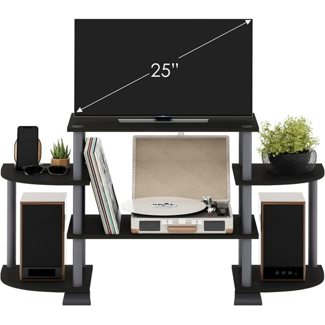 TurnNTube Rounded Corner TV Entertainment Center, Black/Grey