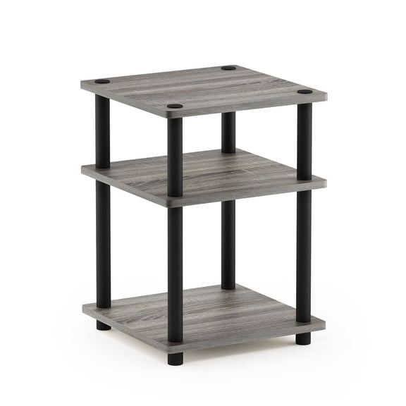 Turn-N-Tube Shelf - Multipurpose Storage Organizer, Easy Assembly, French Oak Grey & Black, 14.6x14.6x20.7 Inch, Sturdy & Compact