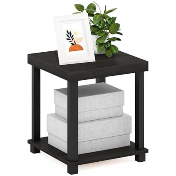 Turn-N-Tube Side Table, 2-Tier Thick Tabletop End Table with Open Shelf, Toolless Assembly Night Stand, Bedside Table, for Living Room, Bedroom, Espresso