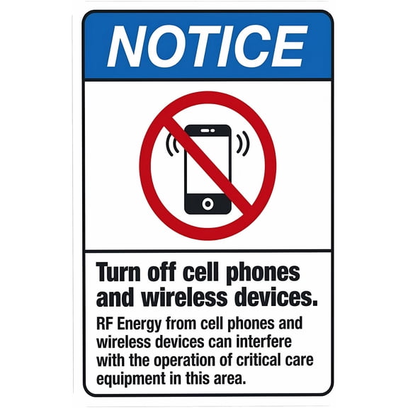 Turn Off Cell Phones Wireless Devices Sign 8"x12" - Security Metal Wall Decor for Business Office Yard Street Road Home Caution