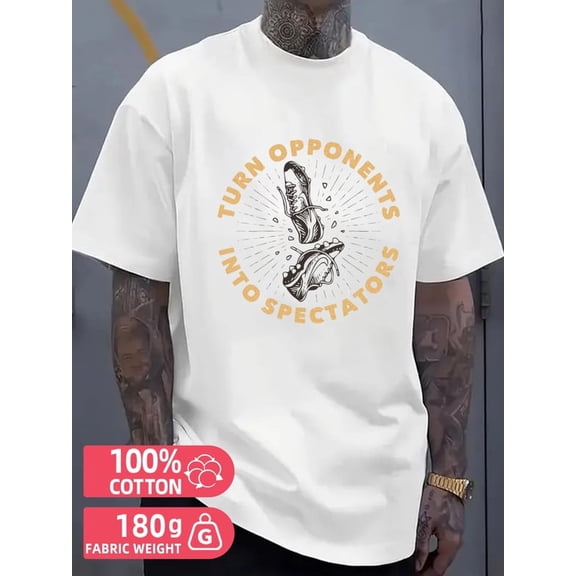 Greenink Turn Opponents mens white 180G Cotton Daily and weekend wear Funny Unisex Shirt Printed tshirts Casual Unisex Shirt Printed tshirts Trendy Unisex Shirt Cotton