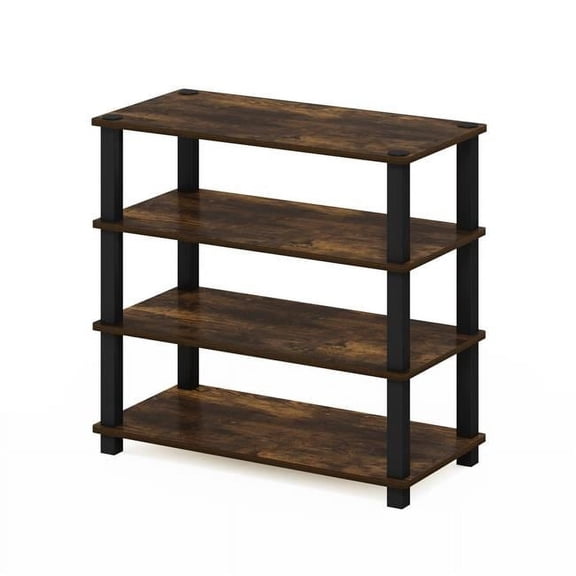 Turn-S-Tube 4-Tier Shoe Rack, Amber Pine & Black