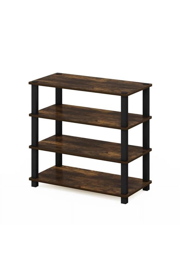 Turn-S-Tube 4-Tier Shoe Rack, Amber Pine & Black