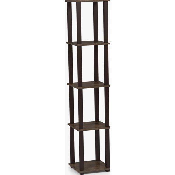Turn-S-Tube 5-Tier Corner Square Rack with Display Shelf, Walnut/Brown 45 Pounds, Walnut/Brown
