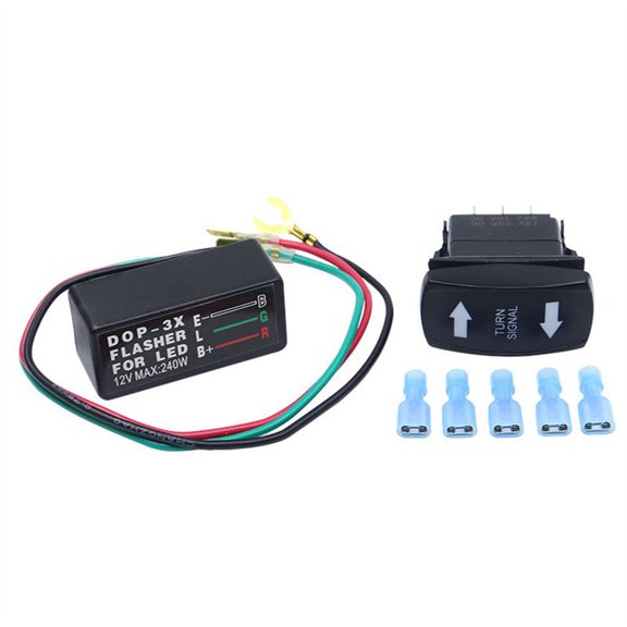 Turn Signal Kit Rocker Switch Blinker SPDT Green LED's With Flasher For ATV UTV