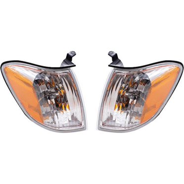 Driver Side Corner Parking Turn Signal Light For 2000-2003 Toyota Tundra Base SR5 – Chrome Housing, Clear/Amber Lens