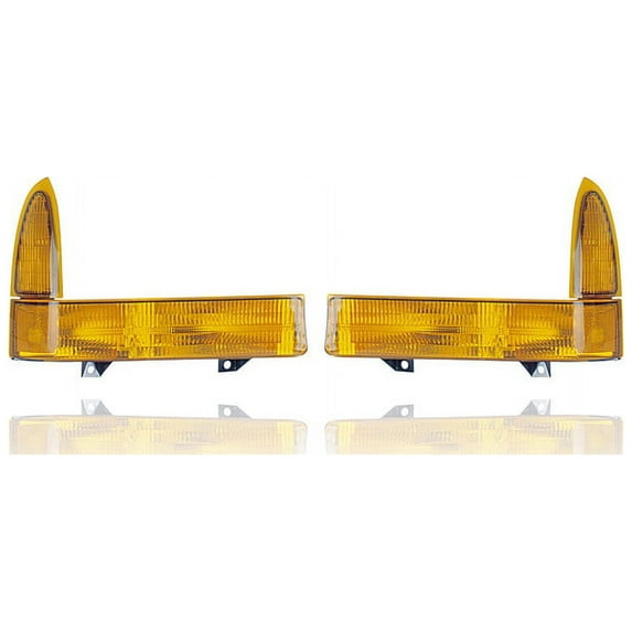 Turn Signal - Parking Light - Compatible/Replacement for '99-01 Ford F Super Duty, 00-01 Excursion - Amber - Pair, Left Driver + Right Passenger Set - XC3Z13200BA, XC3Z13201BA