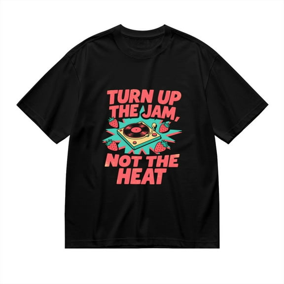 Turn Up The Jam Not The Heat, Vinyl Player Print2, T Shirt for Men, Vintage Graphic Tees Men, 23807036,S