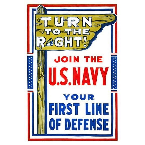 Turn to the right! Join the U.S. Navy, your first line of defense- Fine Art Canvas Print (20" x 30")