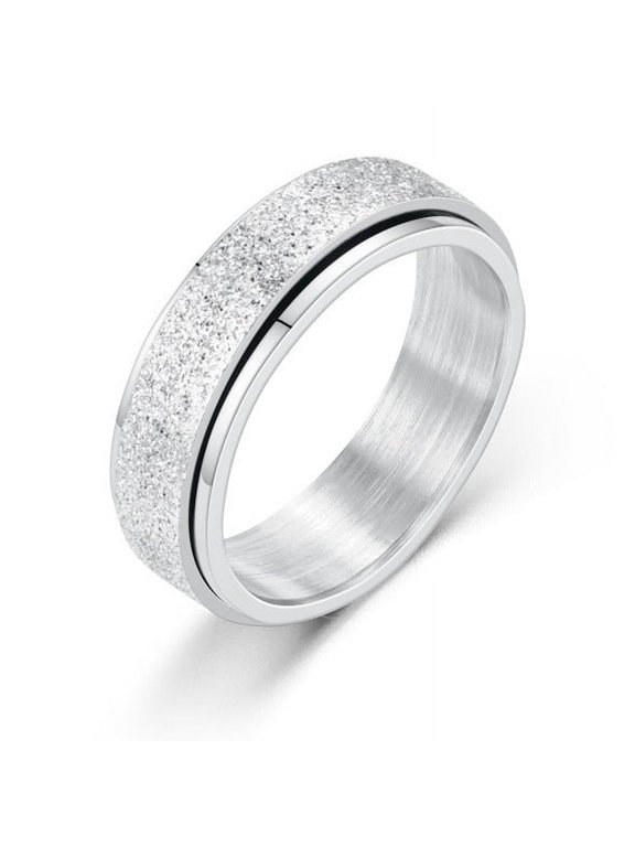 Turnable Anxiety Rings Rainbow Silver Color Relieve Stress Rings For Women Men