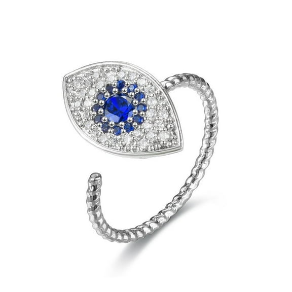 Turnable Floral Eye Anxiety Ring For Women Fidget Spinner Jewelry Copper Diamond Inlay Fashion Accessory For Everyday