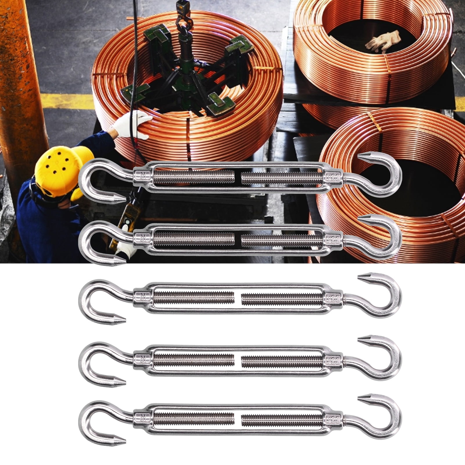 Turnbuckle, Turnbuckle Wire Rope Tension 304 Stainless Steel Double Hooks Turnbuckle Open Hook