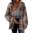 thumbnail image 1 of Turndown Collar Plaid Jacket With Pockets Single Breasted Button Down Woolen Jacket Autumn And Winter Clothes For Women, 1 of 8